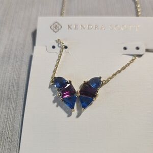Kendra Scott Blair Gold Butterfly Pendant Necklace in Blue Mix